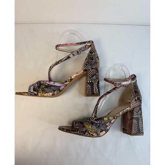 Vince Camuto Winivey Sandal Women Size 7.5 Multicolor Snake Print Chunky Heel - Picture 6 of 12